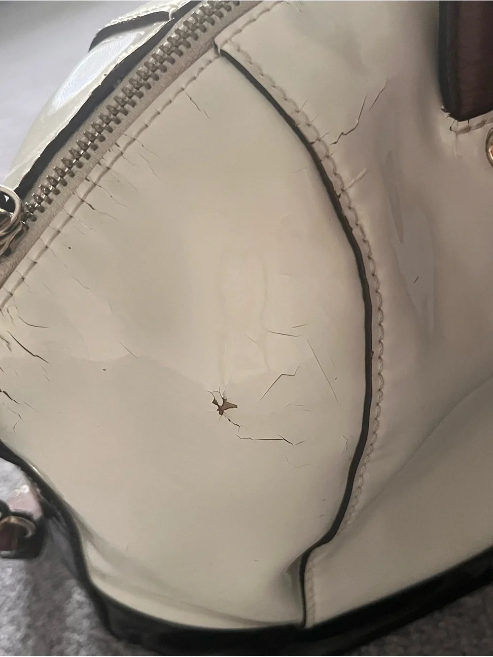 Kate Spade Patent Leather Satchel Bag in white and Black